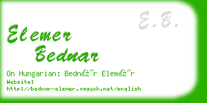 elemer bednar business card